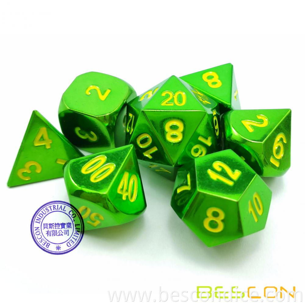 Green Dungeons And Dragons Metal Dice Set 4